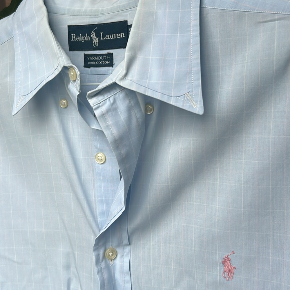 Ralph Lauren Yarmouth Men’s 16, 32/33 pale blue and pink.
